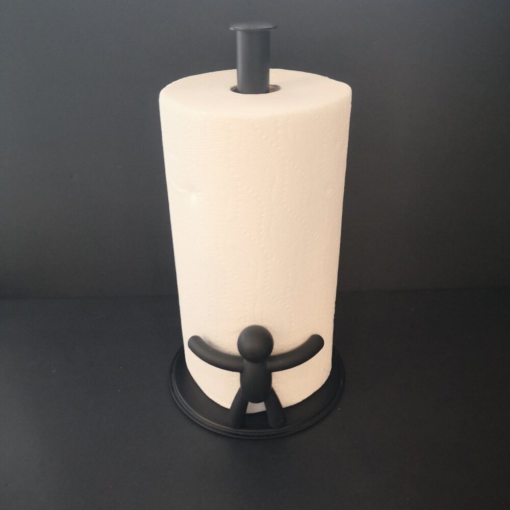 Umbra Buddy Matte Black Countertop Paper Towel Holder 13.25" High Base 7" Across